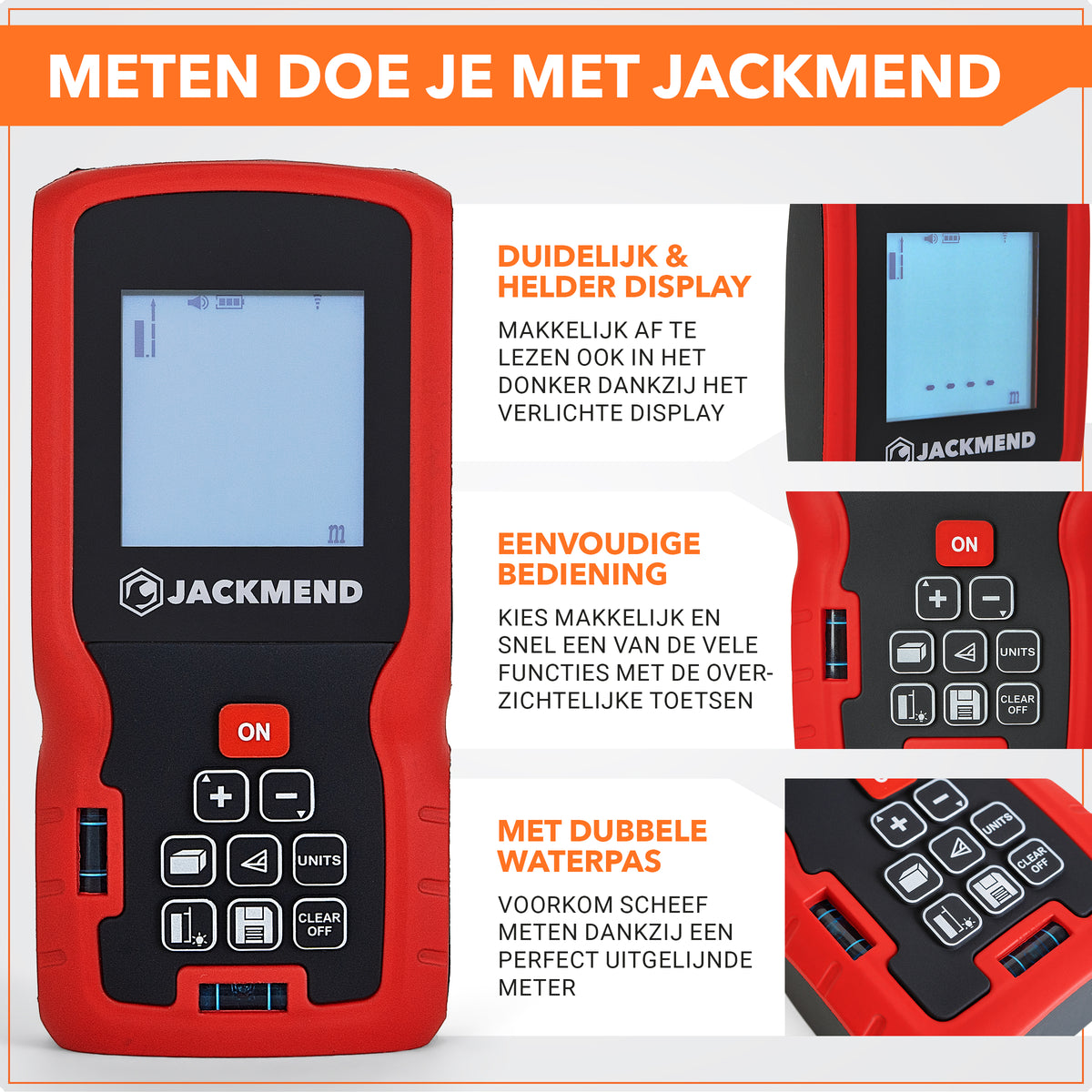 JACKMEND Professionele Laserafstandmeter met 100 Meter Bereik