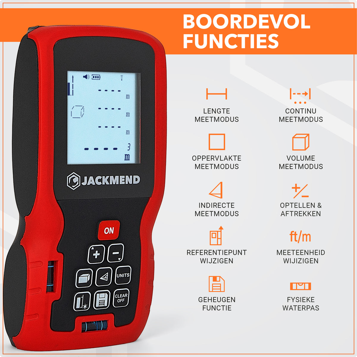 JACKMEND Professionele Laserafstandmeter met 100 Meter Bereik