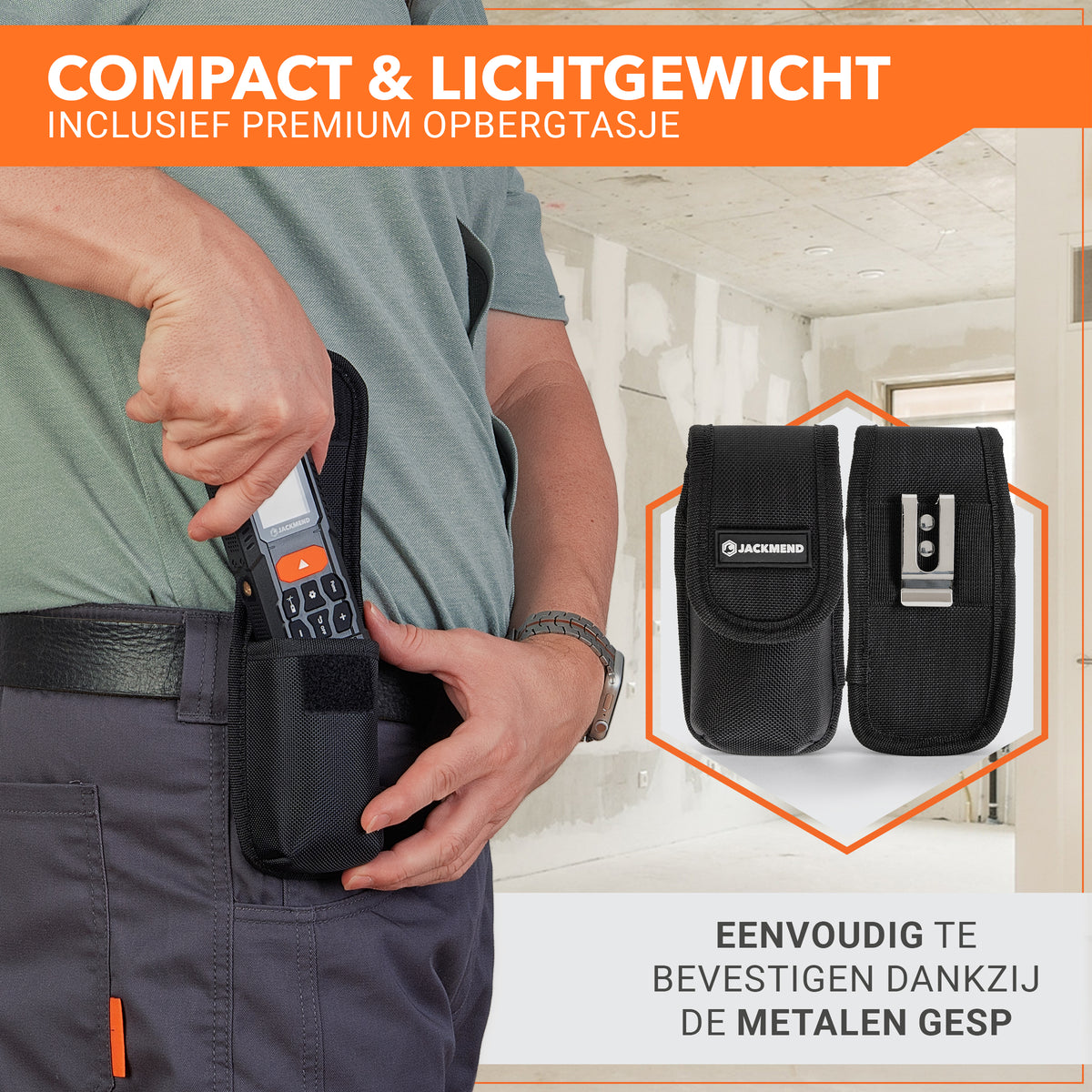 JACKMEND Laserafstandsmeter 200 Meter bereik - Met Hellingmeter, Pythagoras en Markeerlaser