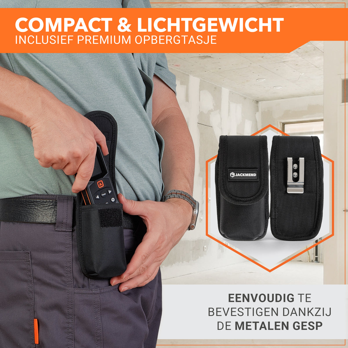 Jackmend Laserafstandsmeter 200 Meter Met Hellingmeter, Uitzetfunctie & Wandoppervlakte