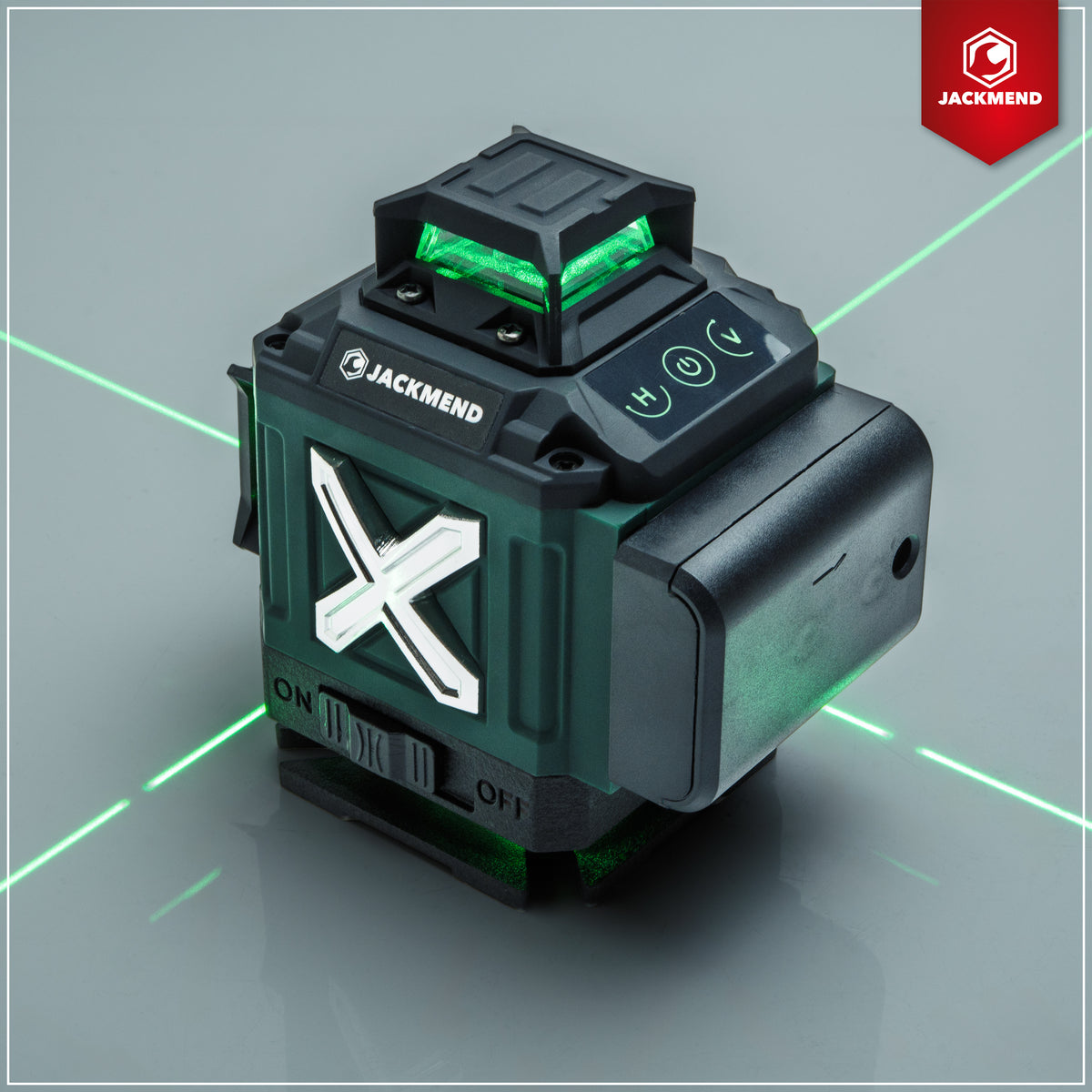 JACKMEND 4D Cross Line Laser with 1.45M Tripod 4 to 16 Lines - 50 Meter Measuring Range