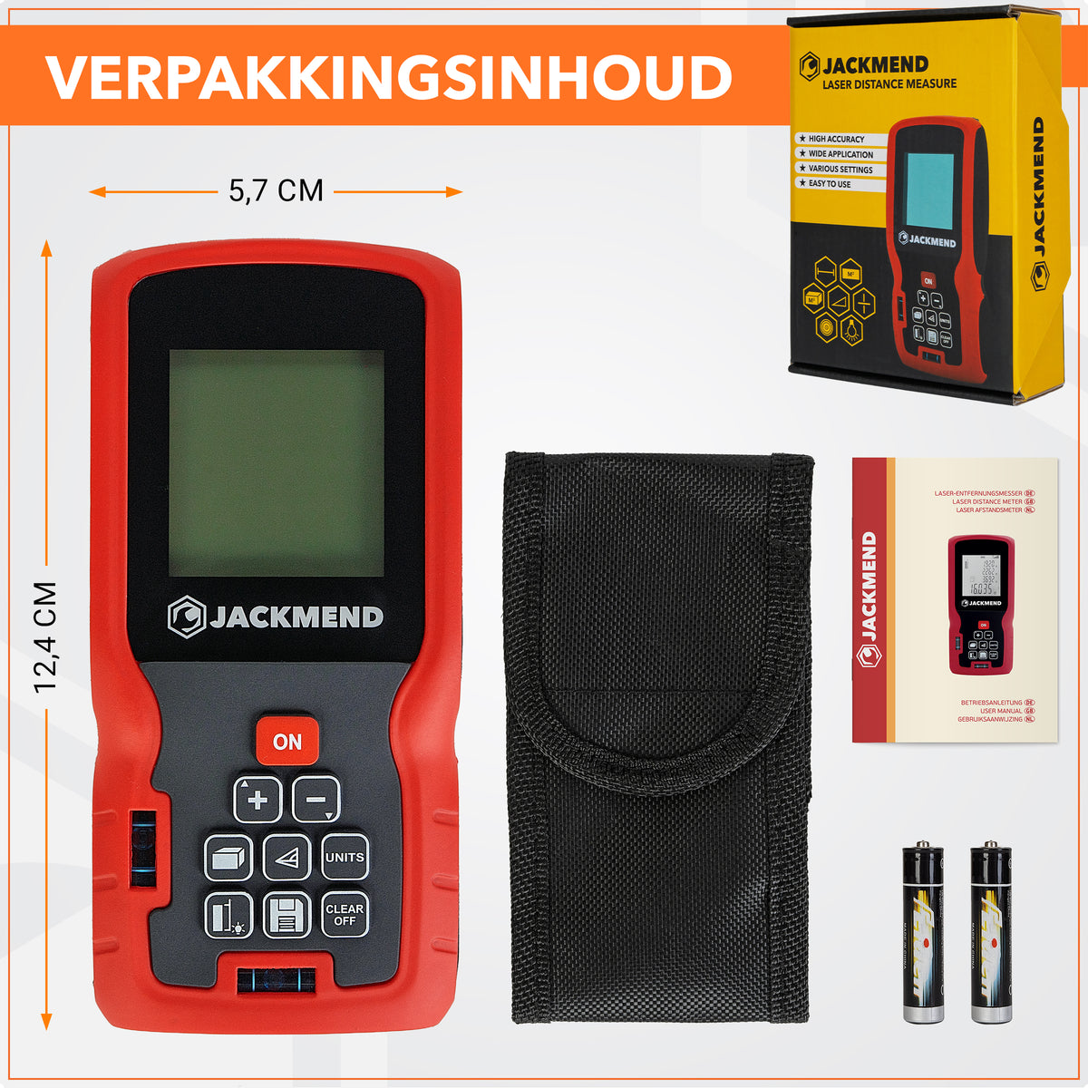 JACKMEND Professionele Laserafstandmeter met 50 Meter Bereik